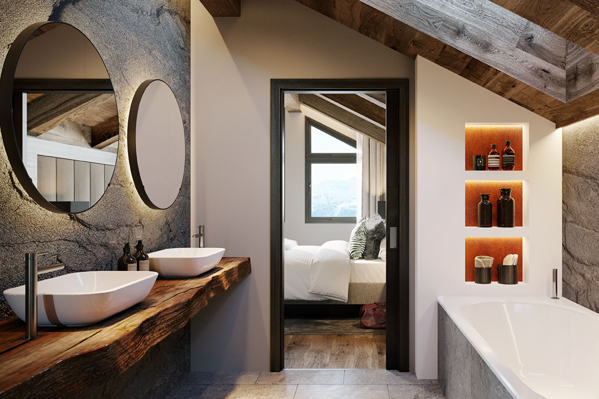 Le Flocon Chalet - Bathroom CGI 3D Visualisation