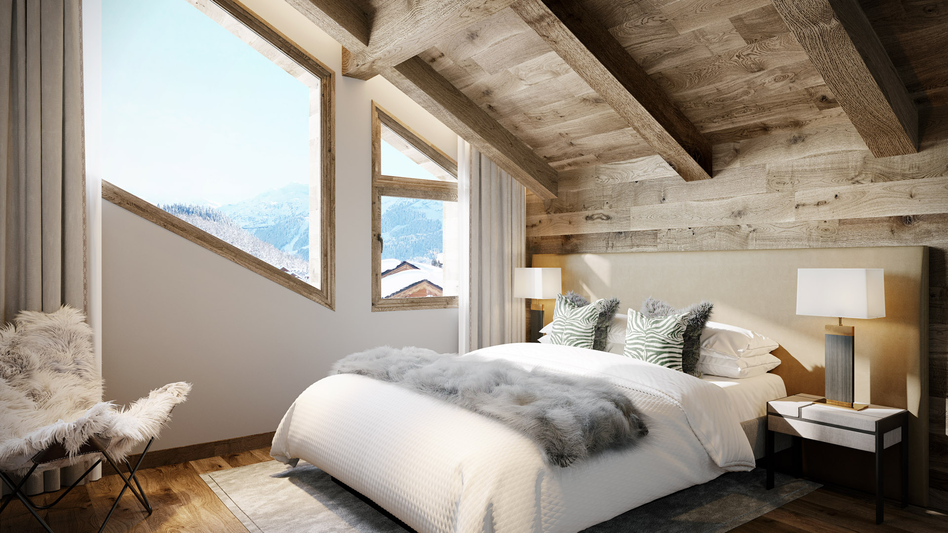 Le Flocon Chalet - Bedroom CGI 3D Visualisation